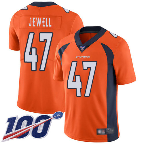 Men Denver Broncos #47 Josey Jewell Orange Team Color Vapor Untouchable Limited Player 100th Season Football NFL Jersey